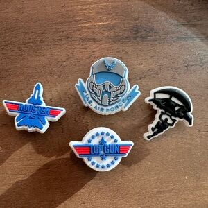 Top Gun Goose Fighter Plane Air Force Patriotic Shoe Charms Inserts Set 4